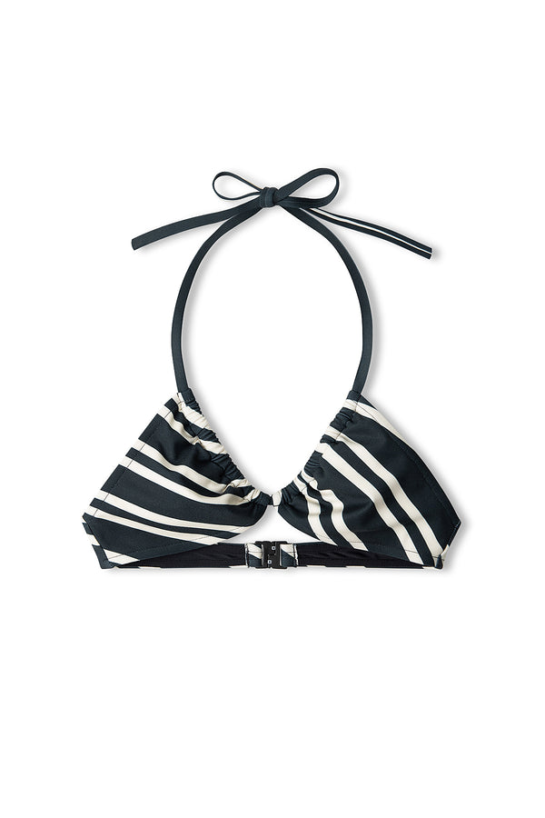 Stripe Halter Bikini Top - Black & Bone