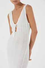 Sheer Knit Dress - White