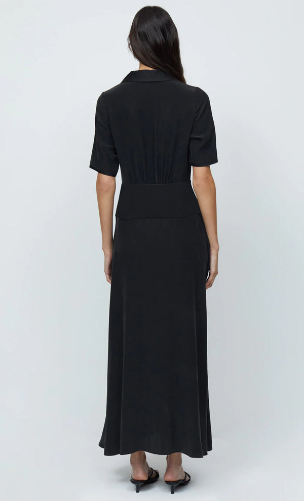 Helena Silk Short Sleeve Maxi Dress - Black
