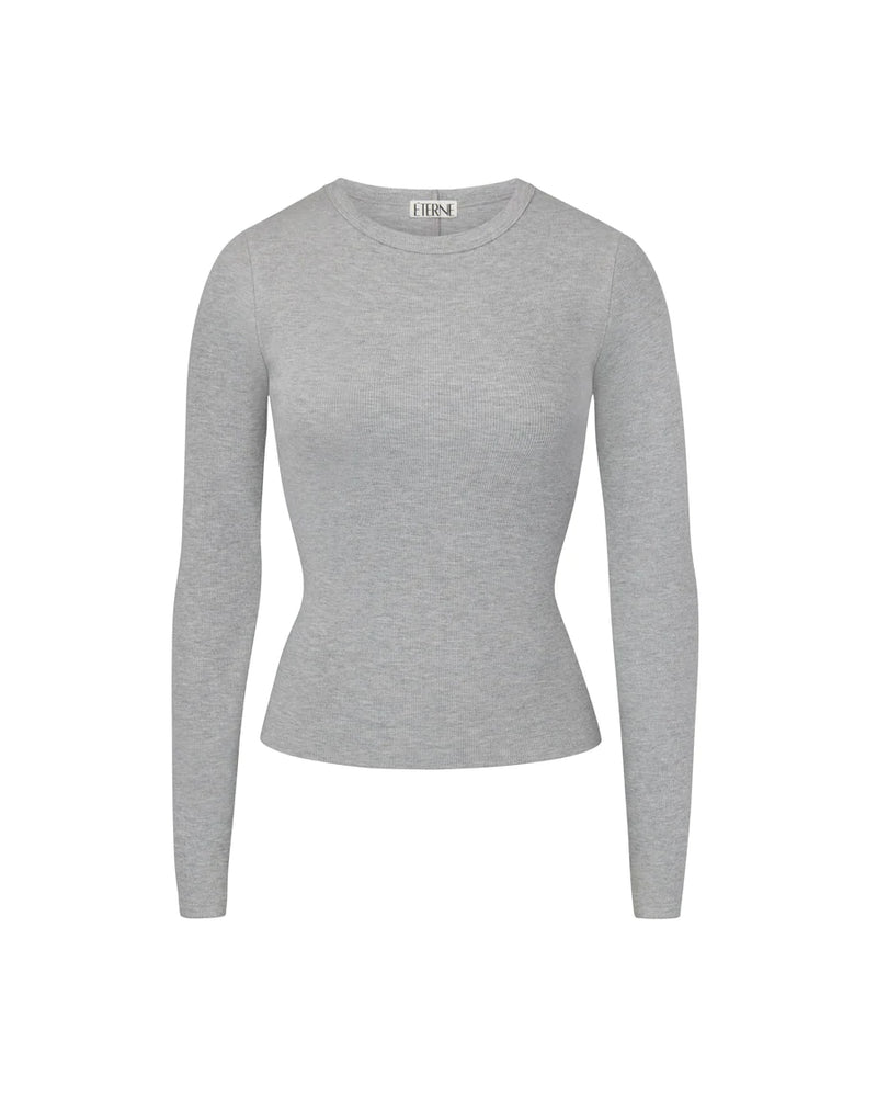 Long Sleeve Fitted Top - Heather Grey