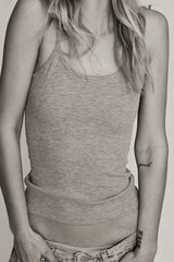 Thin Strap Fitted Tank - Heather Grey